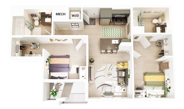 B2 Private Bedroom - Pool View floor plan