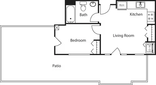 1-Bed/1 bath floor plan