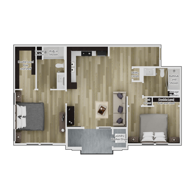 B2: 2 Bedroom 2 Bath D205 floor plan