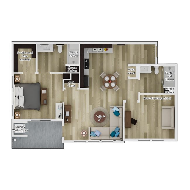 B1: 1 Bedroom + Office 2 Bath F204 floor plan