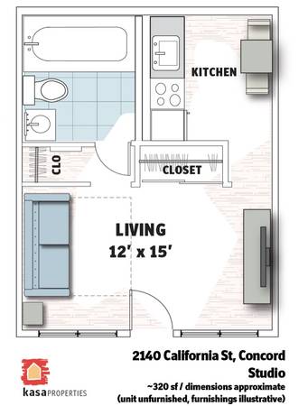 0BR/1BA Apartment on California Street Apt · Concord photo 5