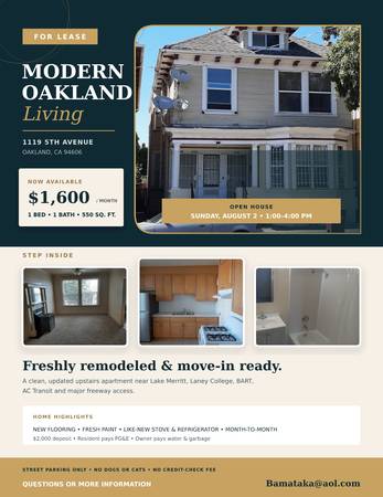 1BR/1BA Apartment · Oakland photo 5