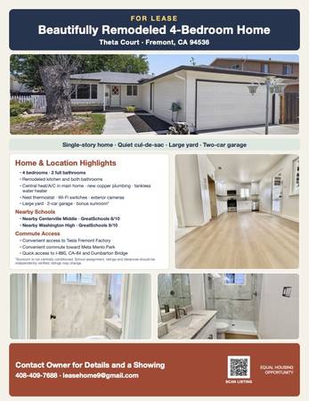 4BR/2BA Single Family House · Fremont