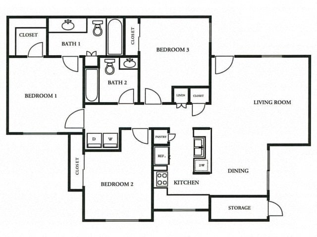 Three Bedroom / Two Bath 06-0622 06-0622 floor plan