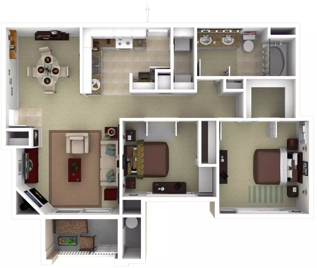 2 Beds • 1 Bath 1422 floor plan