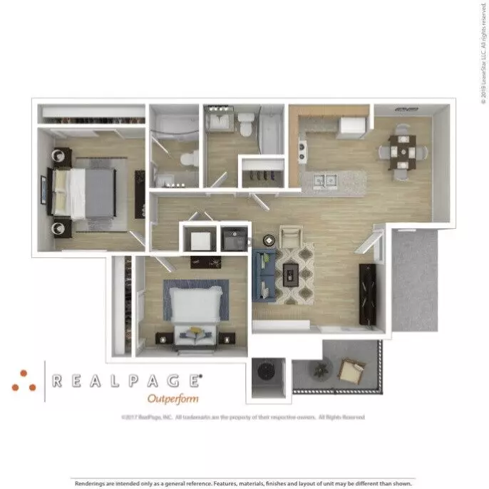 1BR/1BA floor plan