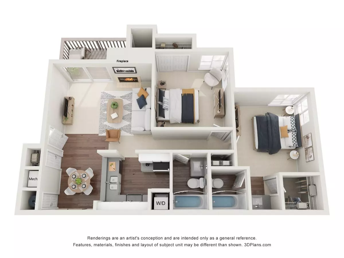 2 Beds • 2 Bath 10-213 floor plan