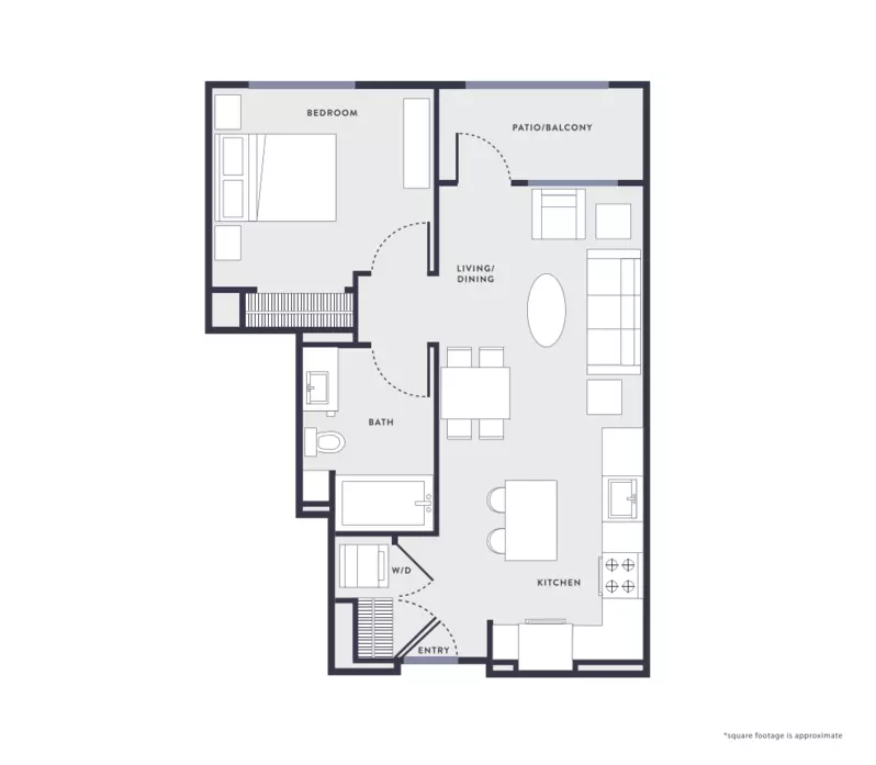 1 Bed • 1 Bath A2 floor plan