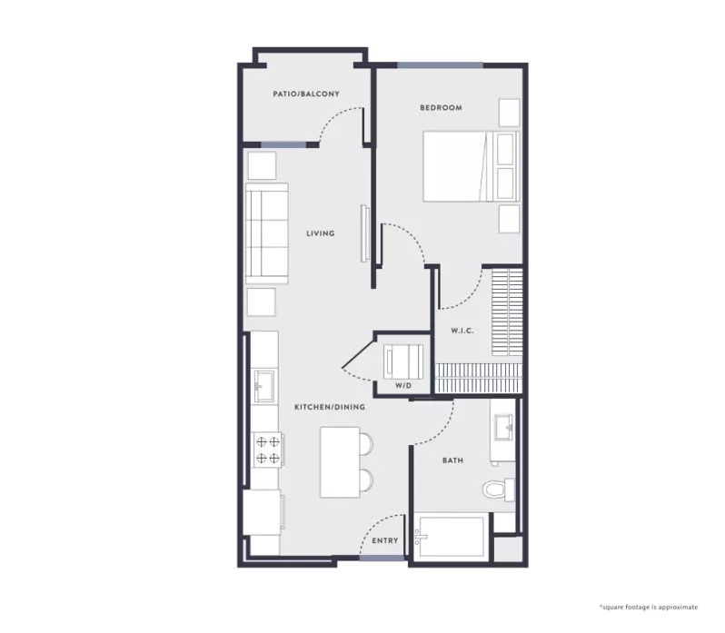 1 Bed • 1 Bath A1 floor plan