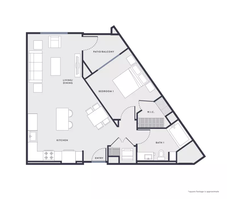 1 Bed • 1 Bath A6 floor plan