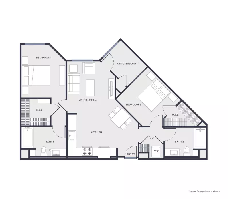 2 Beds • 2 Bath B2 floor plan