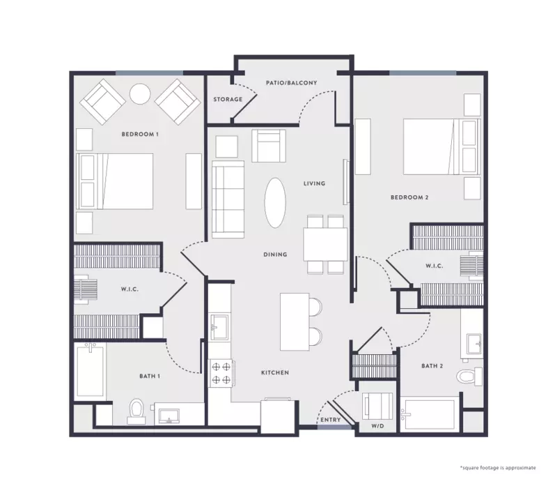 2 Beds • 2 Bath B6 floor plan