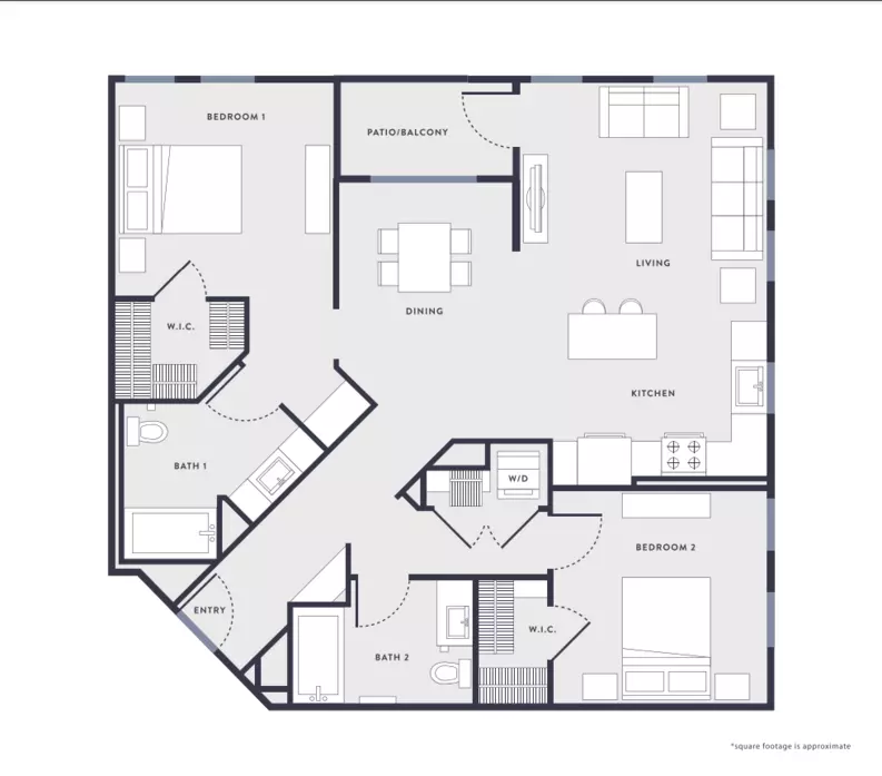 2 Beds • 2 Bath B7 floor plan