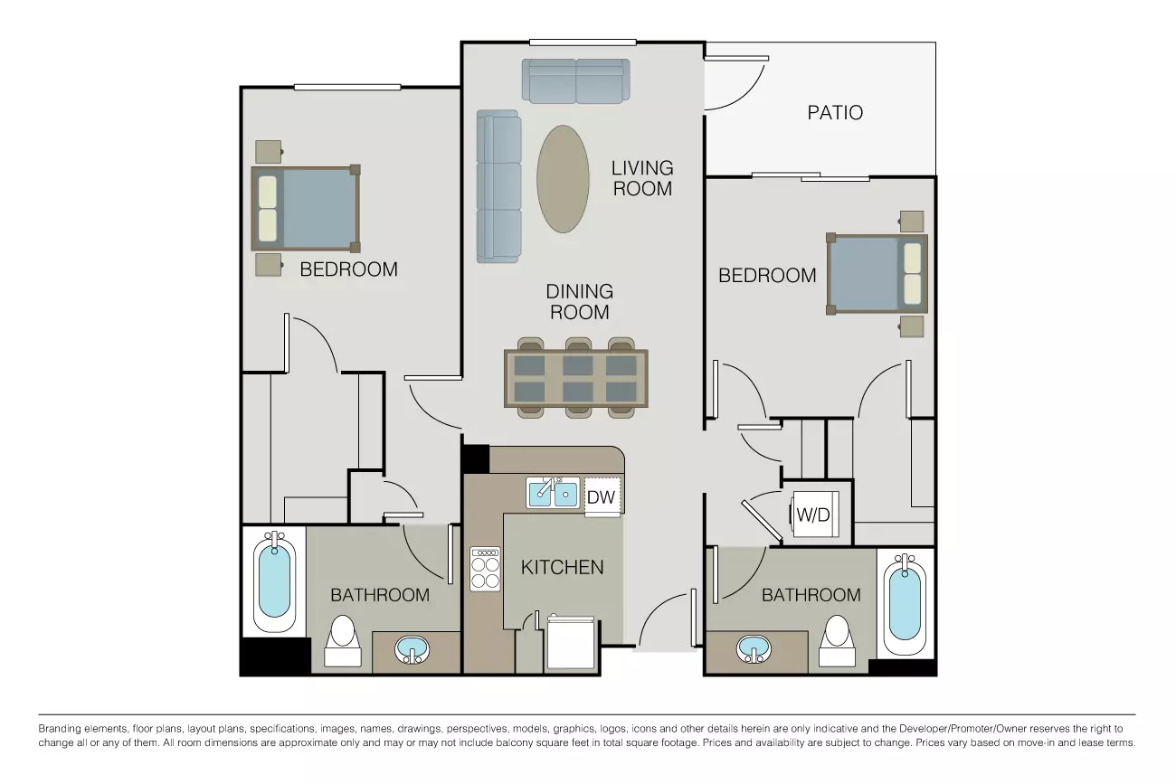 2 Beds • 2 Bath
3D Tour 105 floor plan