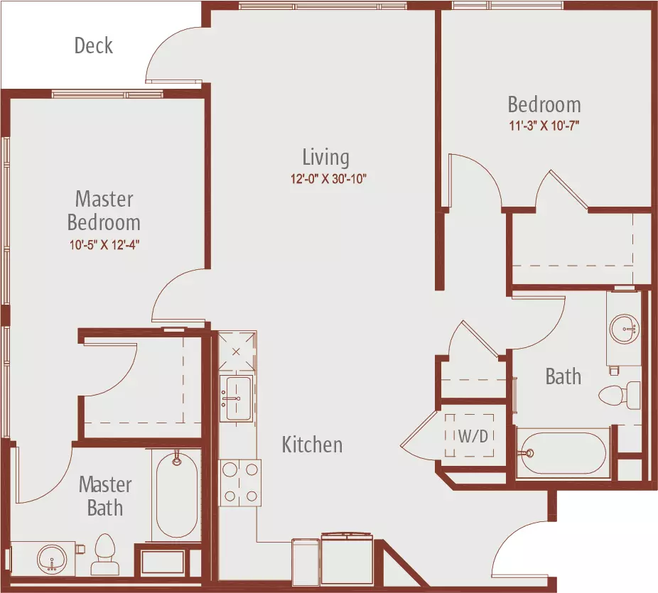 2 Beds • 2 Bath 179 floor plan