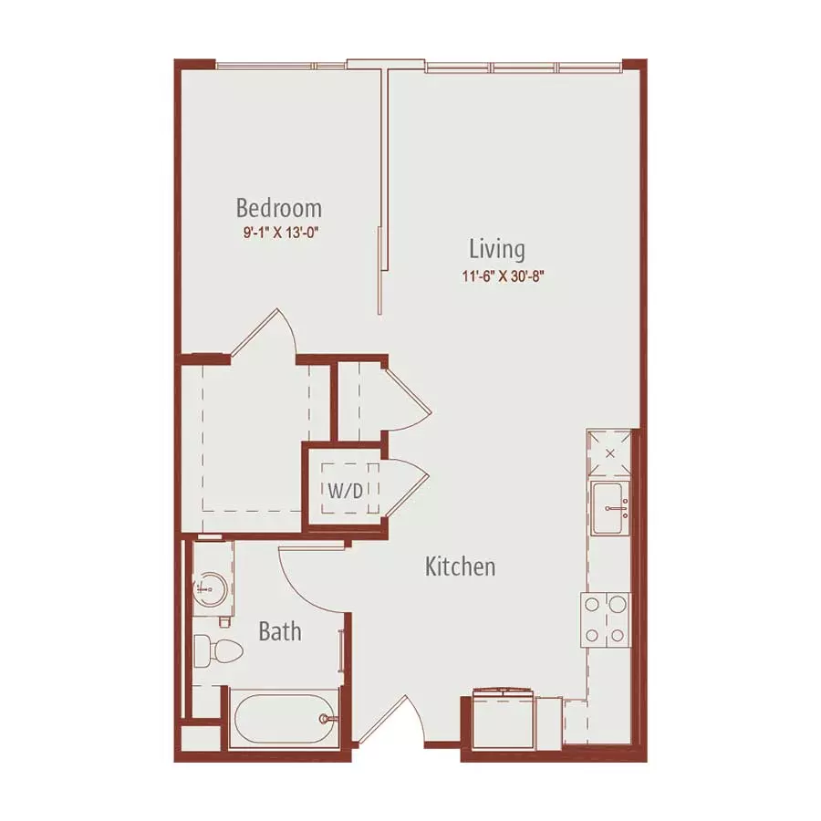 1 Bed • 1 Bath 452 floor plan