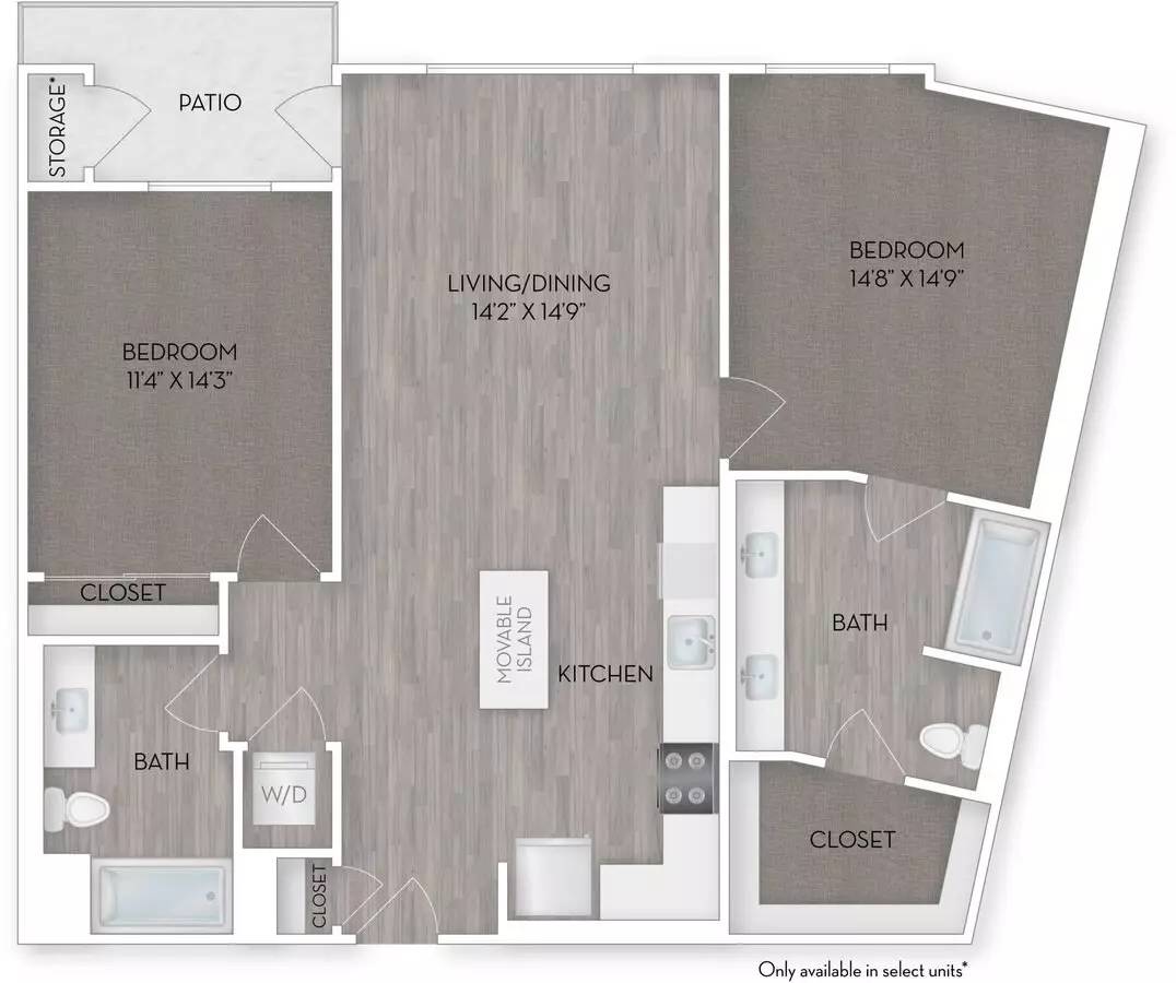 2 Beds • 2 Bath 333 floor plan