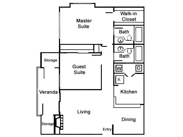 2 Beds • 2 Bath R106 floor plan