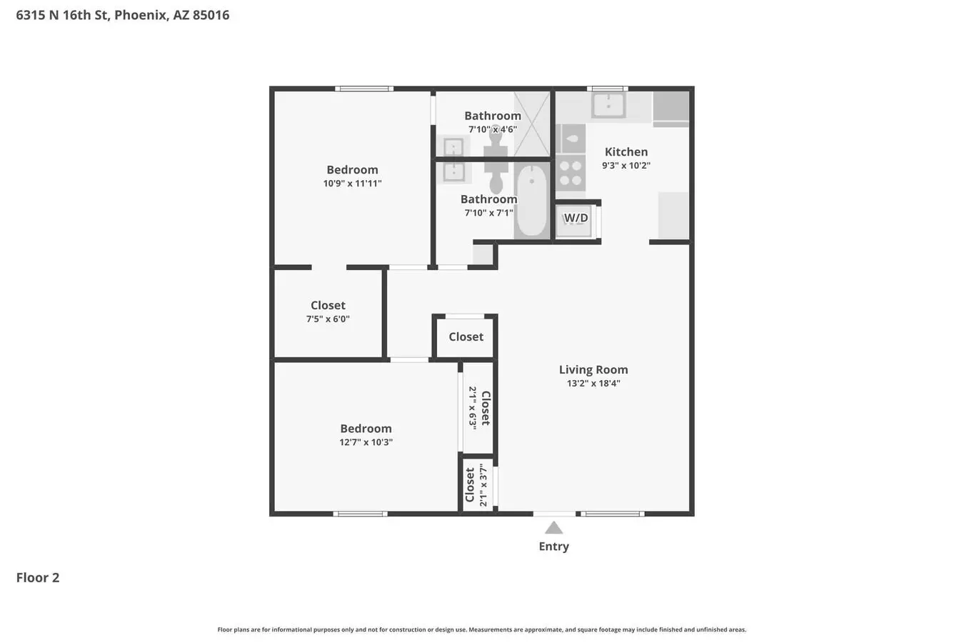 2 Beds • 2 Bath 212 floor plan
