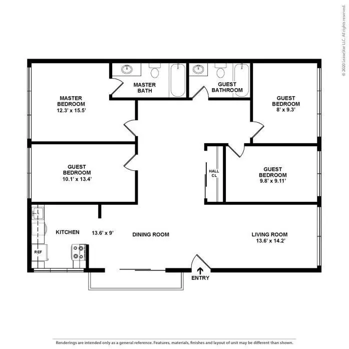 4BR/2BA floor plan