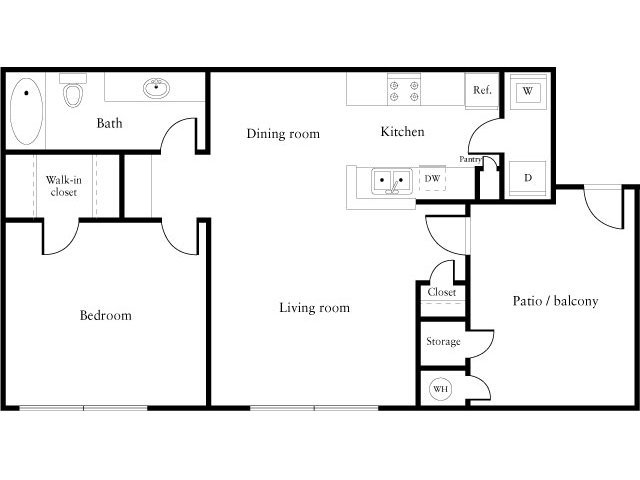 1 Bed • 1 Bath 20218 floor plan