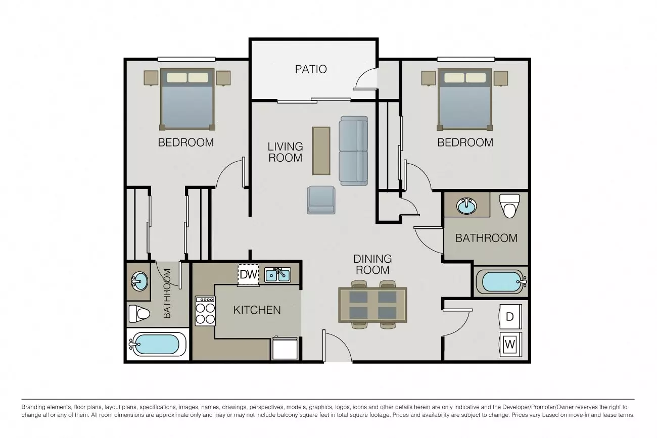 2 Beds • 2 Bath
3D Tour 02-115 floor plan