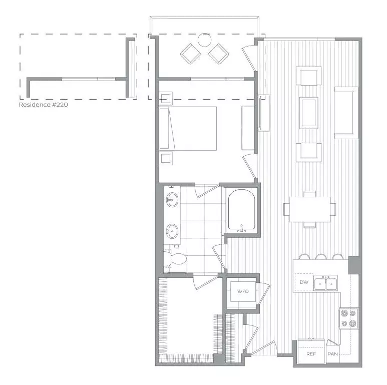 1 Bed • 1 Bath 220 floor plan