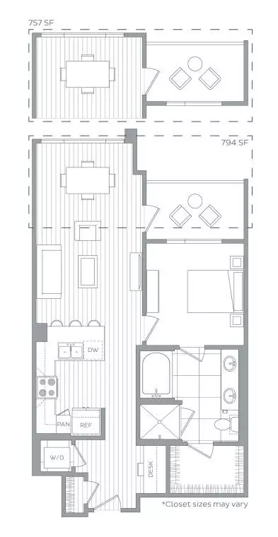 1 Bed • 1 Bath 211 floor plan