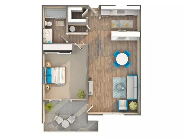 1 Bed • 1 Bath 123 floor plan