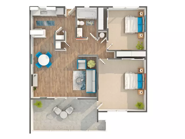 2 Beds • 1 Bath 108 floor plan