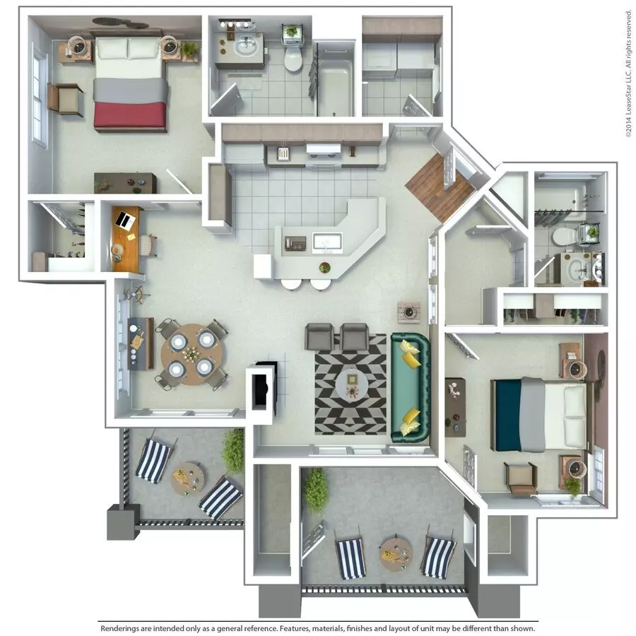 2 Beds • 2 Bath 328 floor plan