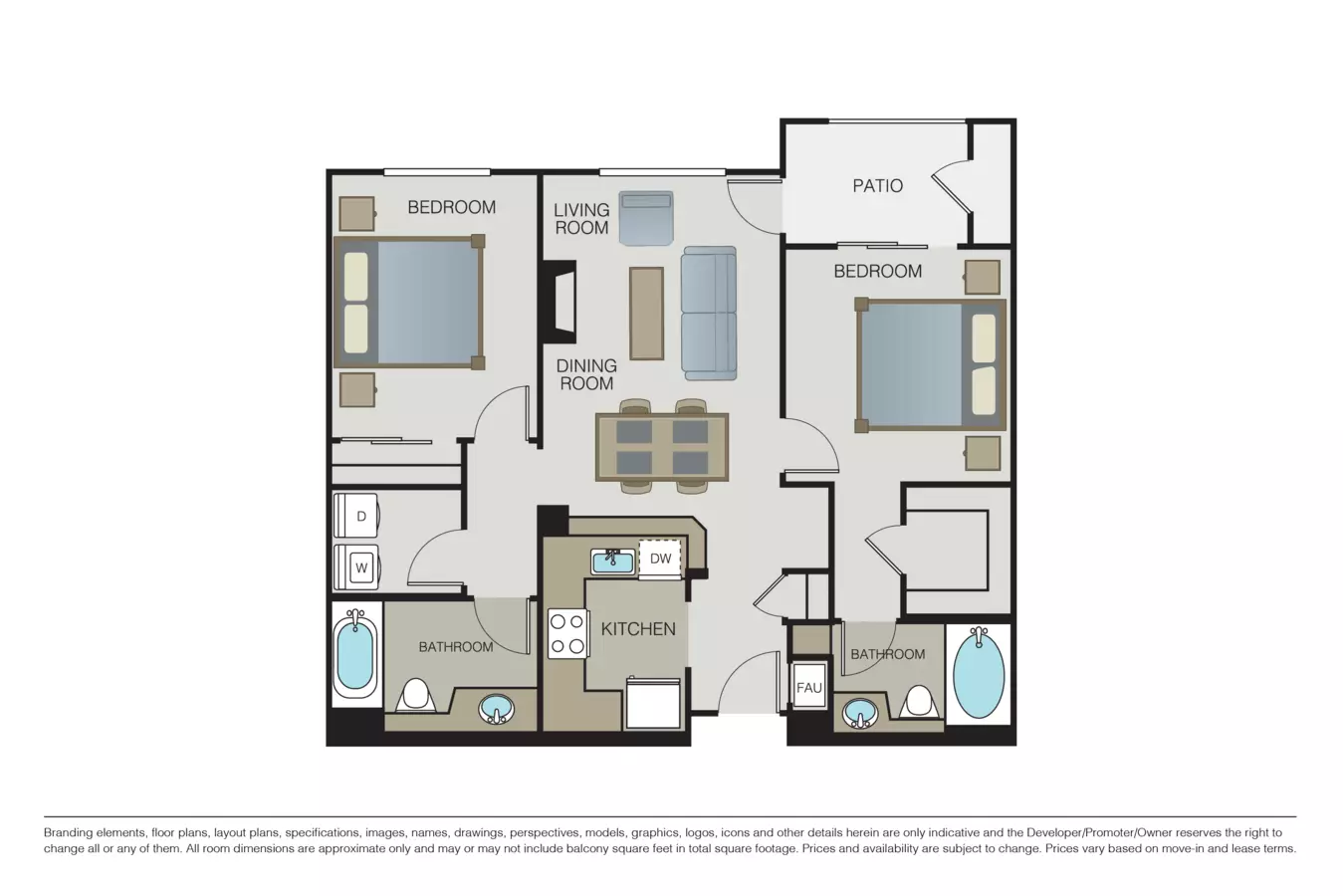 2 Beds • 2 Bath
3D Tour 1023 floor plan