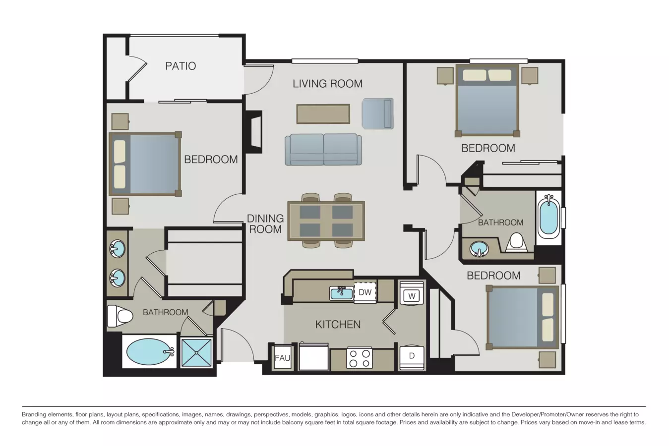 3 Beds • 2 Bath
3D Tour 1176 floor plan