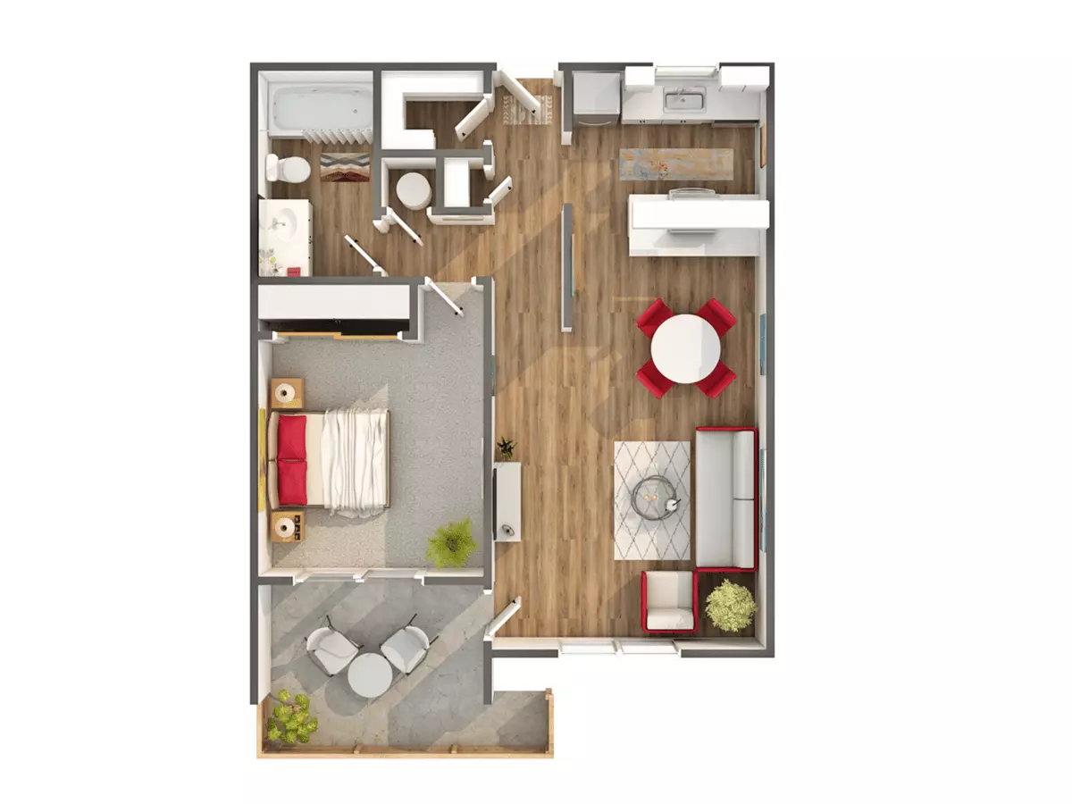 1 Bed • 1 Bath 197 floor plan