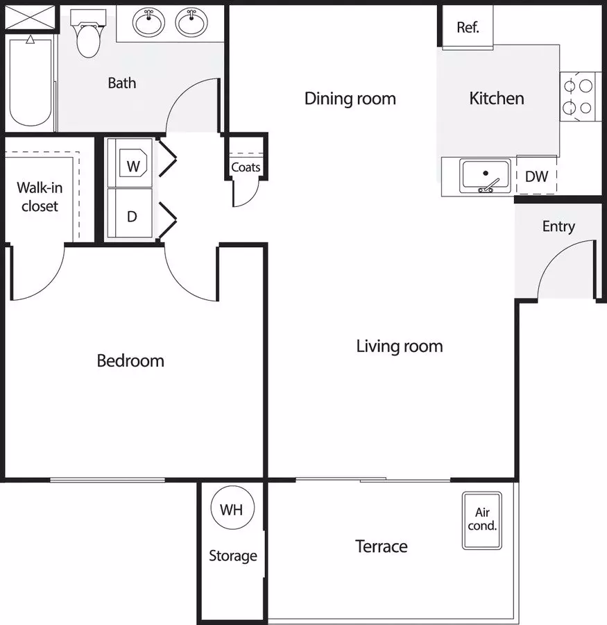 1 Bed • 1 Bath 1727 floor plan