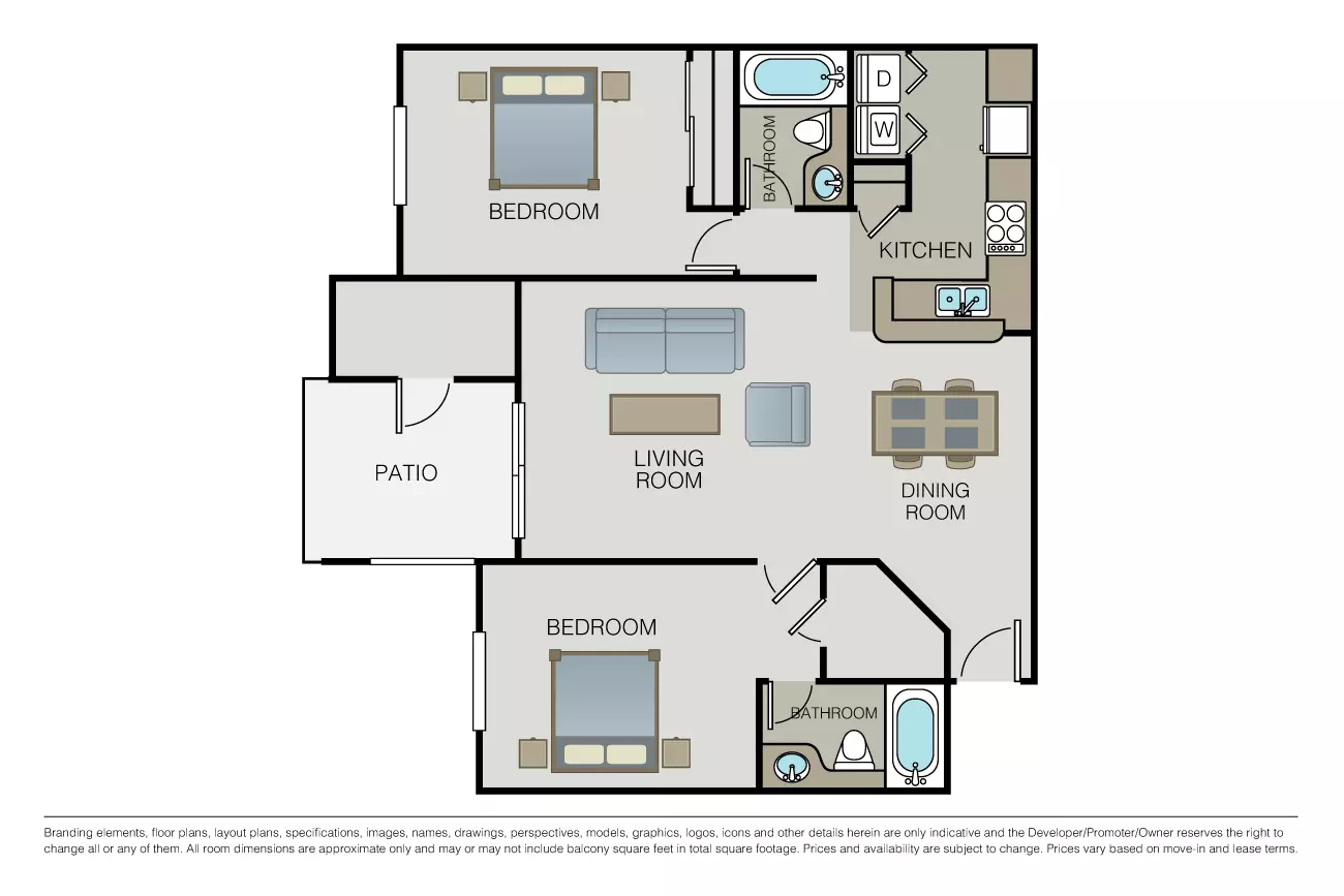 2 Beds • 2 Bath
3D Tour 05518 floor plan