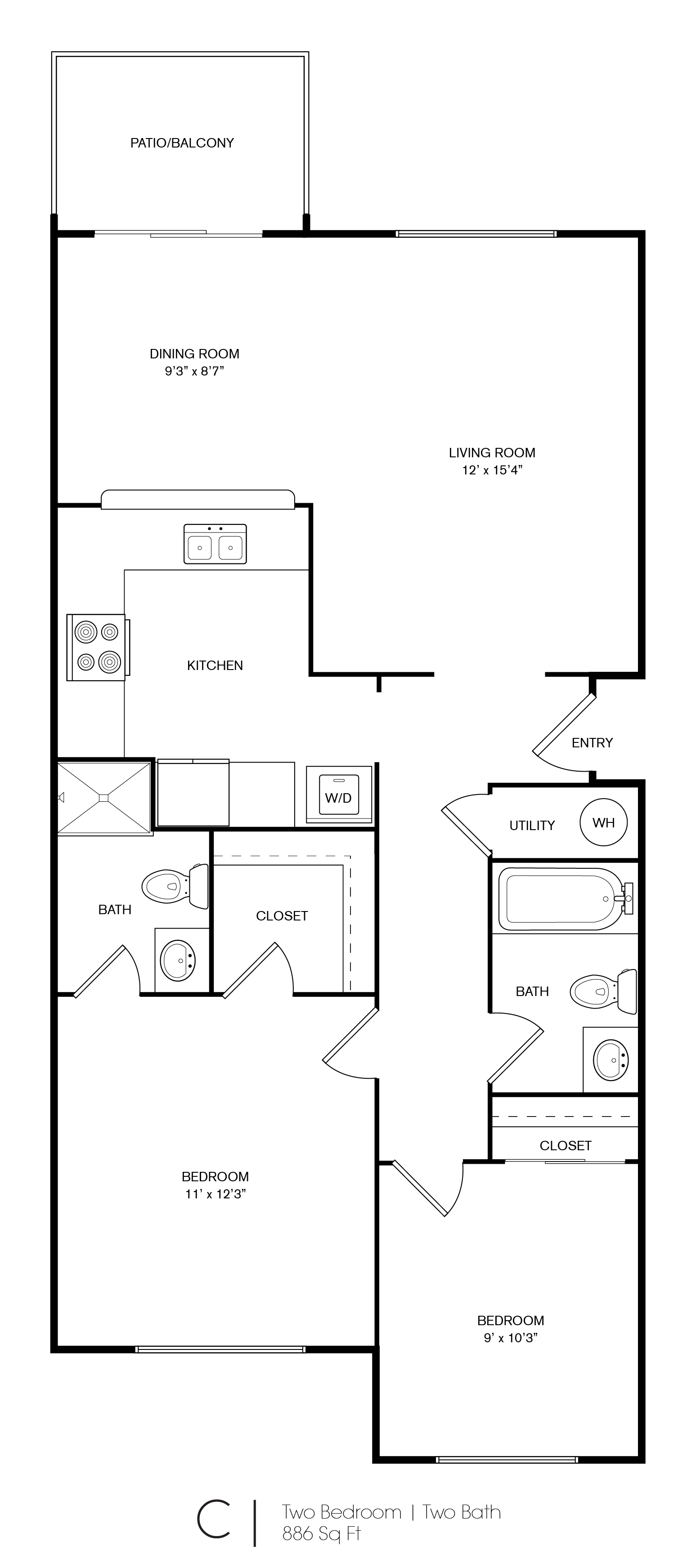 2BR/2BA A 135-303 135-303 floor plan