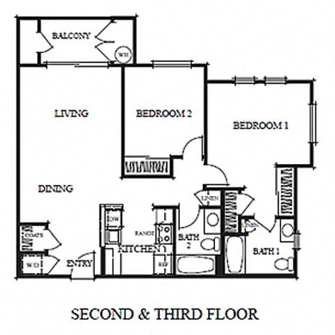Two Bedroom B 1204 floor plan