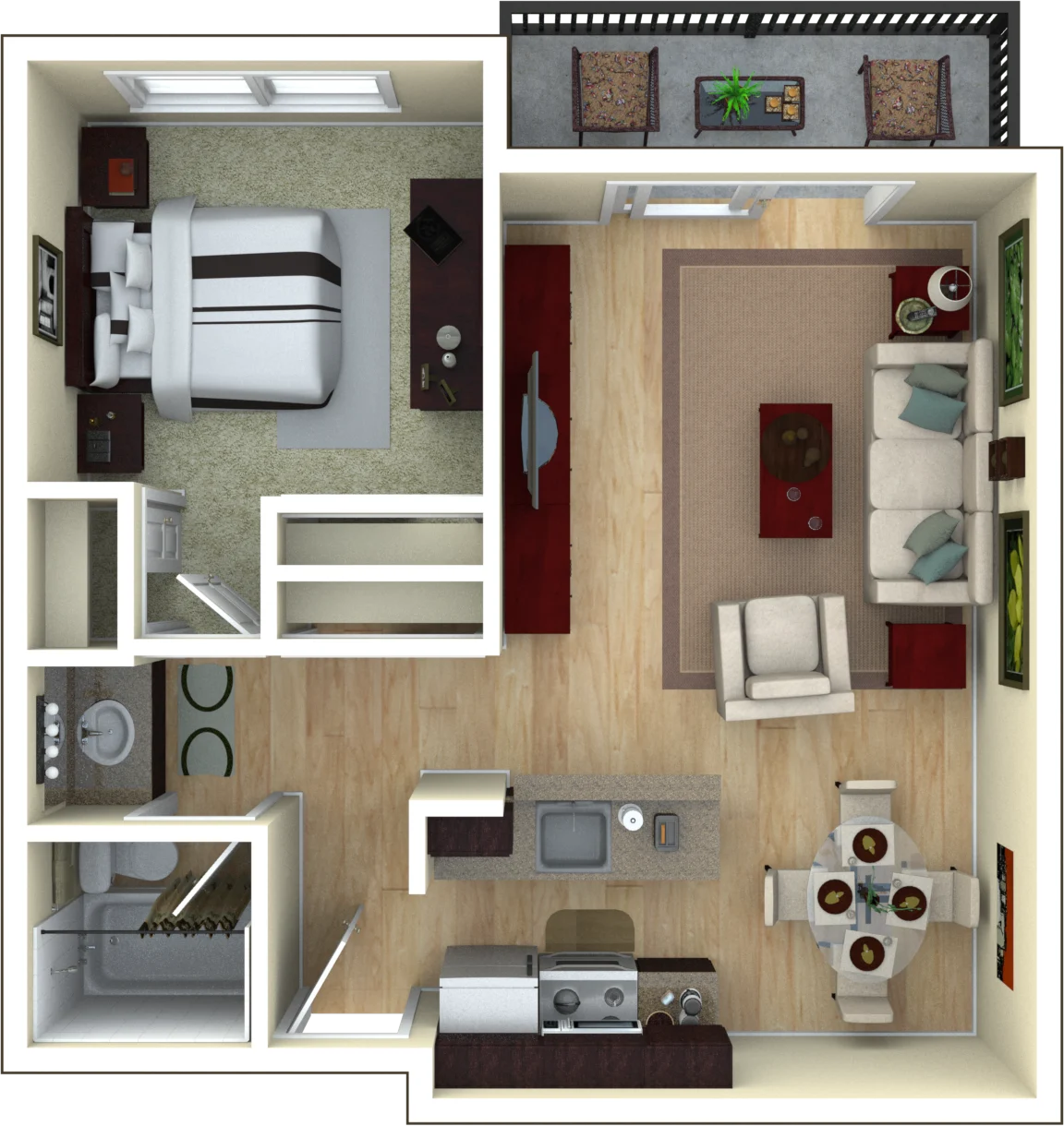 1 Bed 1 Bath Small 1003 1003 floor plan