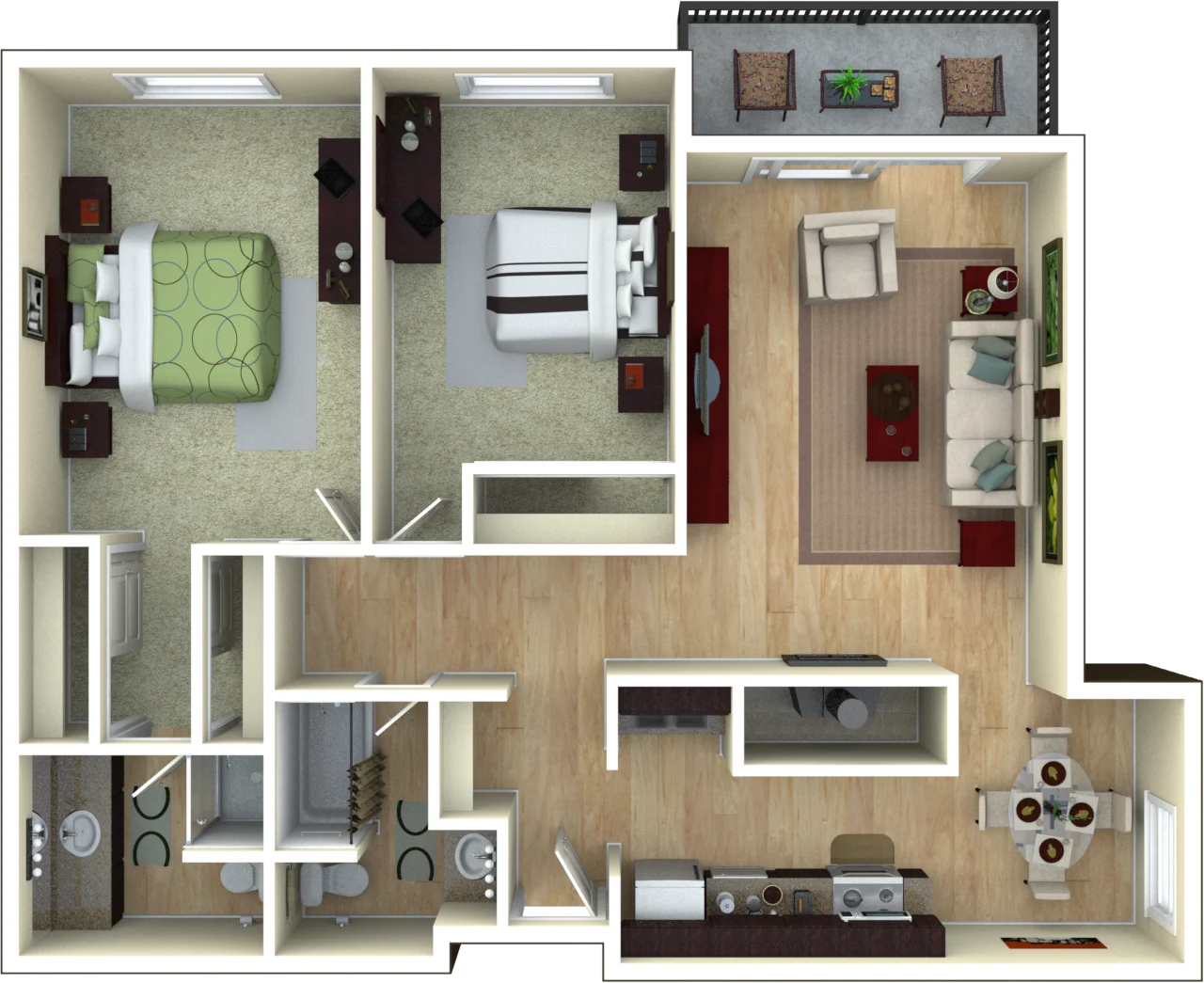2 Bed 2 Bath 2088 2088 floor plan