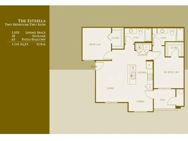 B2 | Two Bedroom 1047 1047 floor plan