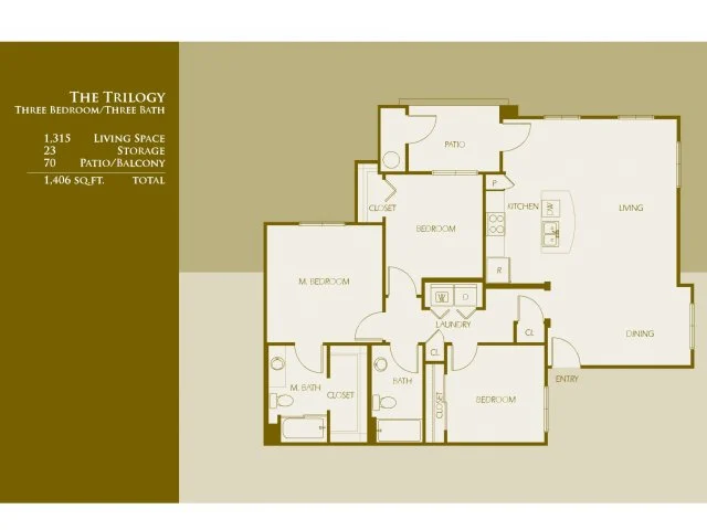 C1 | Three Bedroom 1044 2051 floor plan