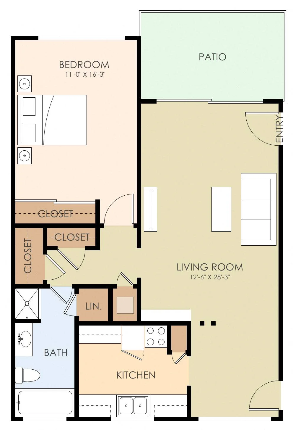 One Bedroom One Bath 21 21 floor plan