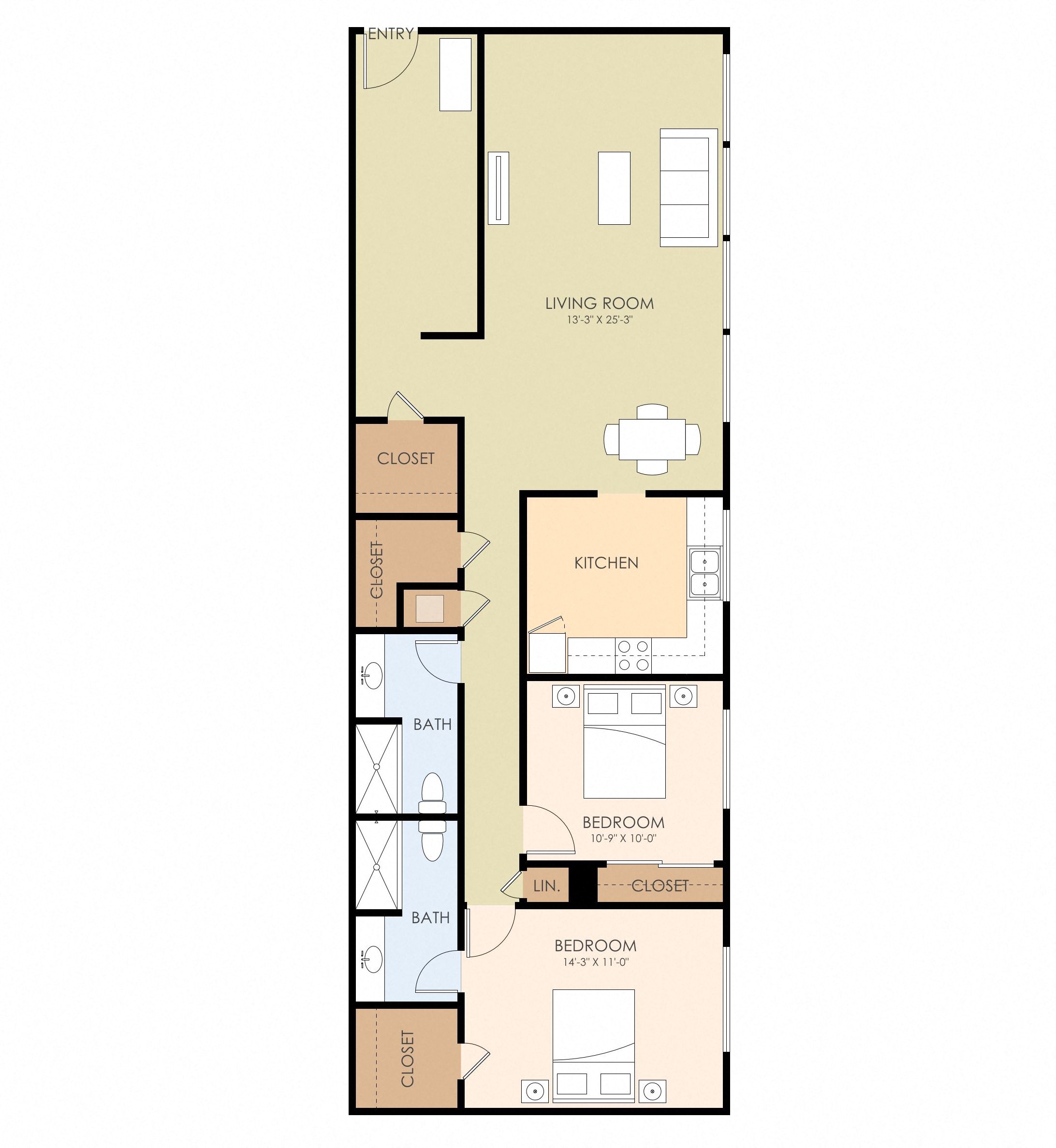 Two Bedroom Two Bath 311 311 floor plan