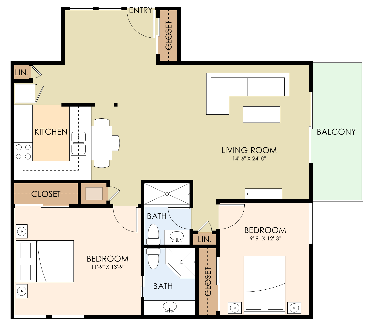 Two Bedroom Two Bath 403 403 floor plan