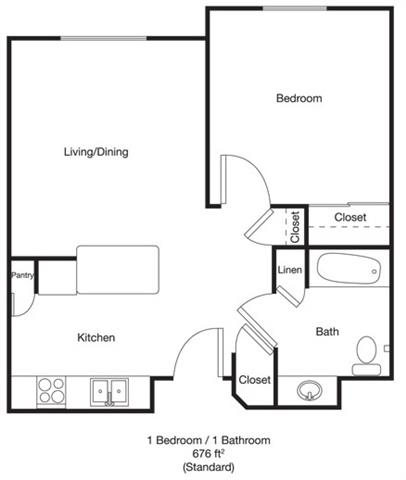 1bed 1bath Std 311 311 floor plan