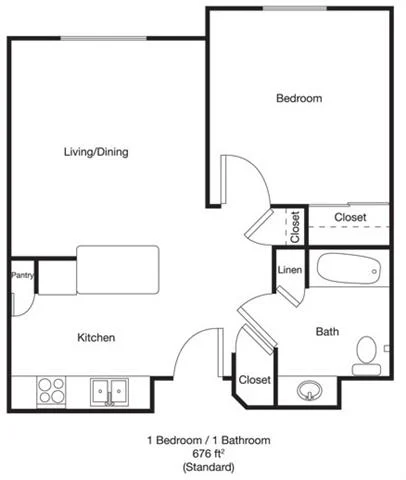 1bed 1bath Std 321 321 floor plan
