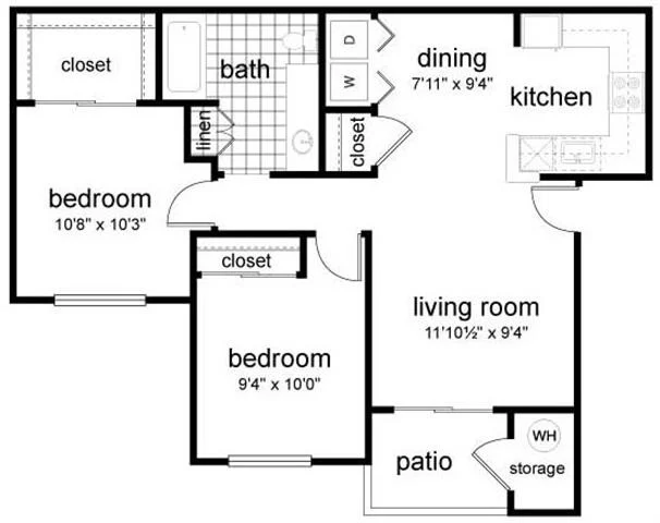 Two Bedroom One Bath 0502 0502 floor plan