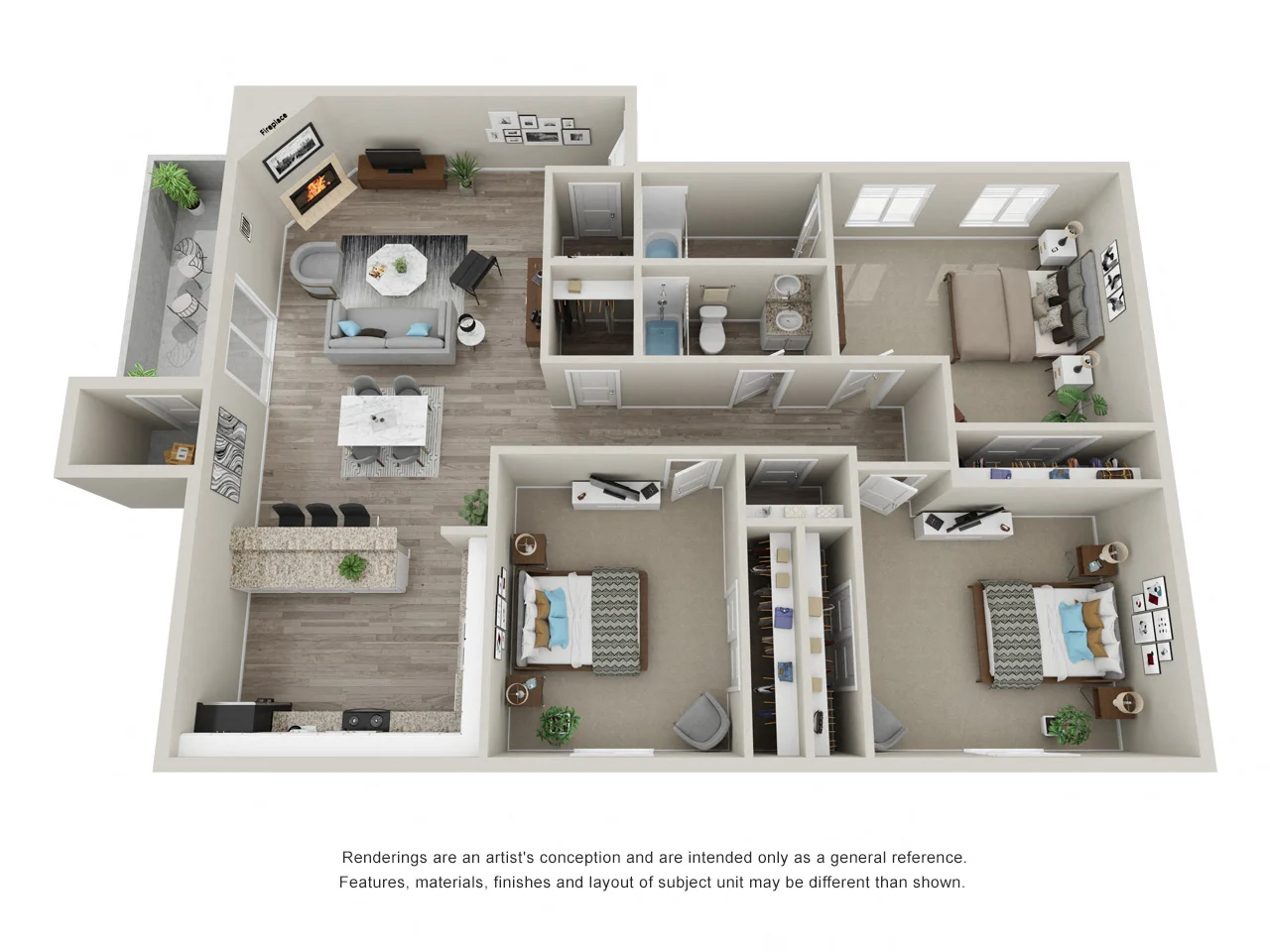 C1: 3 Bed 2 Bath 2033-1 2033-1 floor plan