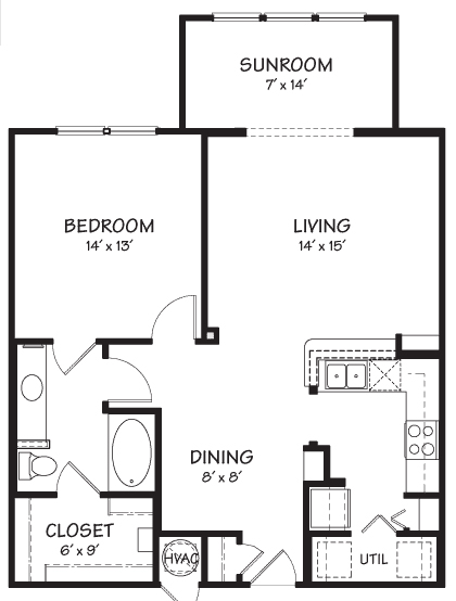 One B with Sunroom 357 357 floor plan